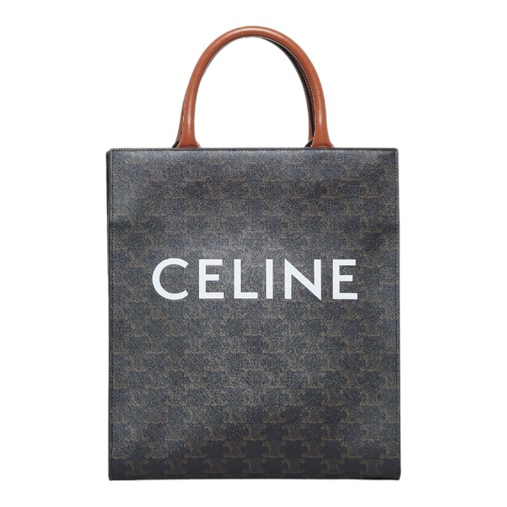 Celine Vertical Cover Small Triomphe Handbag Shoulder Bag Black Brown PVC Lea... - Picture 2 of 11